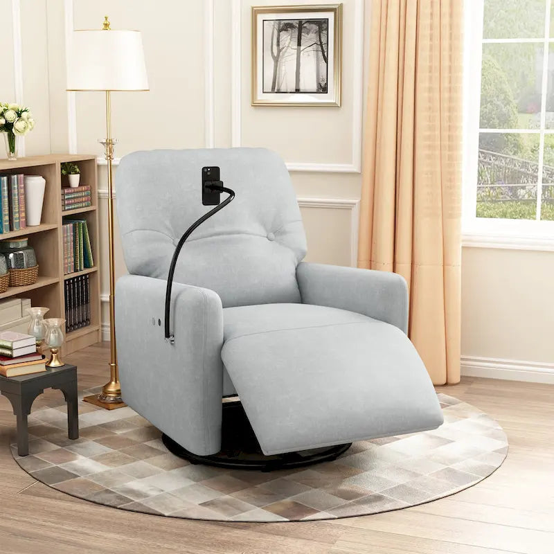 270 Degree Swivel Electric Recliner Home Theater Seating Single Reclining Sofa Rocking Motion Recliner with a Phone Holder for L