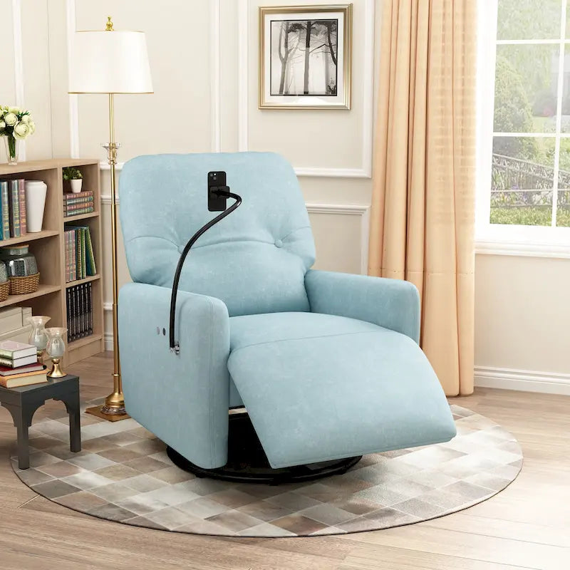 270 Degree Swivel Electric Recliner Home Theater Seating Single Reclining Sofa Rocking Motion Recliner with a Phone Holder for L