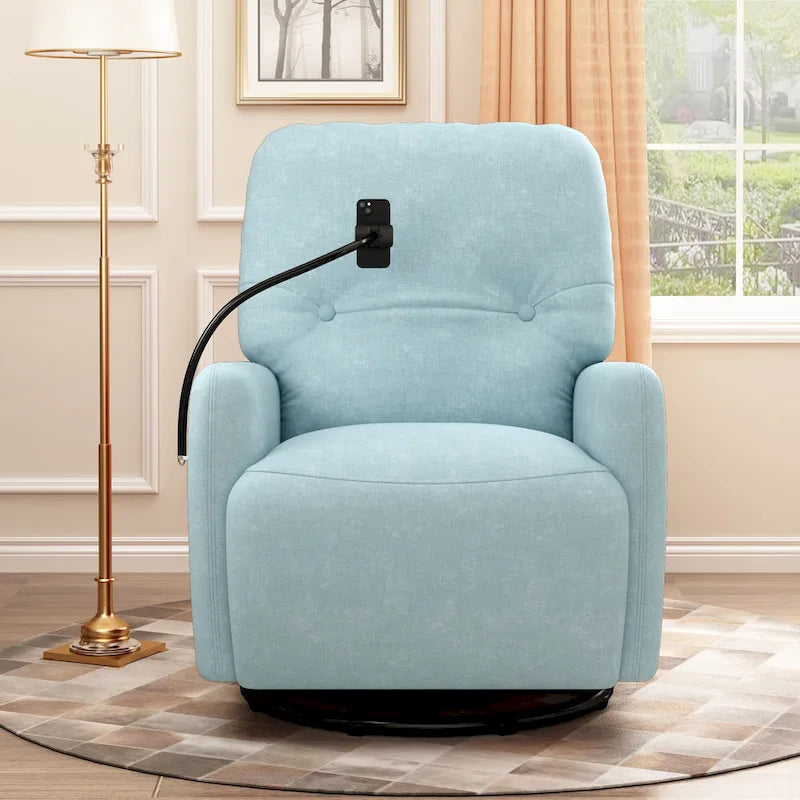 270 Degree Swivel Electric Recliner Home Theater Seating Single Reclining Sofa Rocking Motion Recliner with a Phone Holder for L