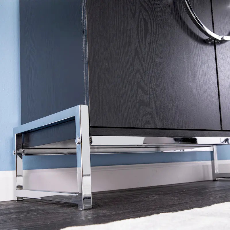 Double-Door Bar Cabinet with Chrome Accents