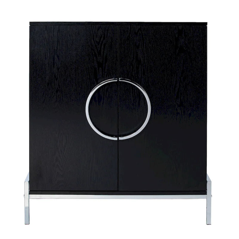 Double-Door Bar Cabinet with Chrome Accents