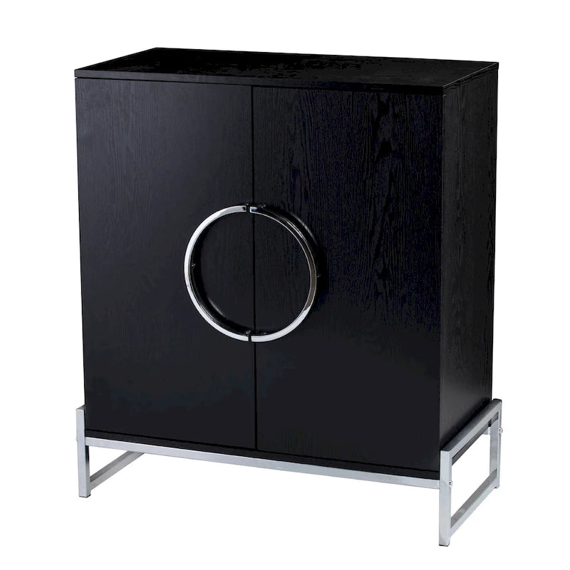 Double-Door Bar Cabinet with Chrome Accents