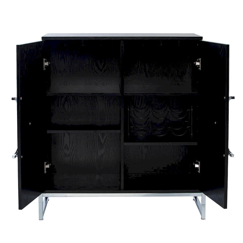 Double-Door Bar Cabinet with Chrome Accents