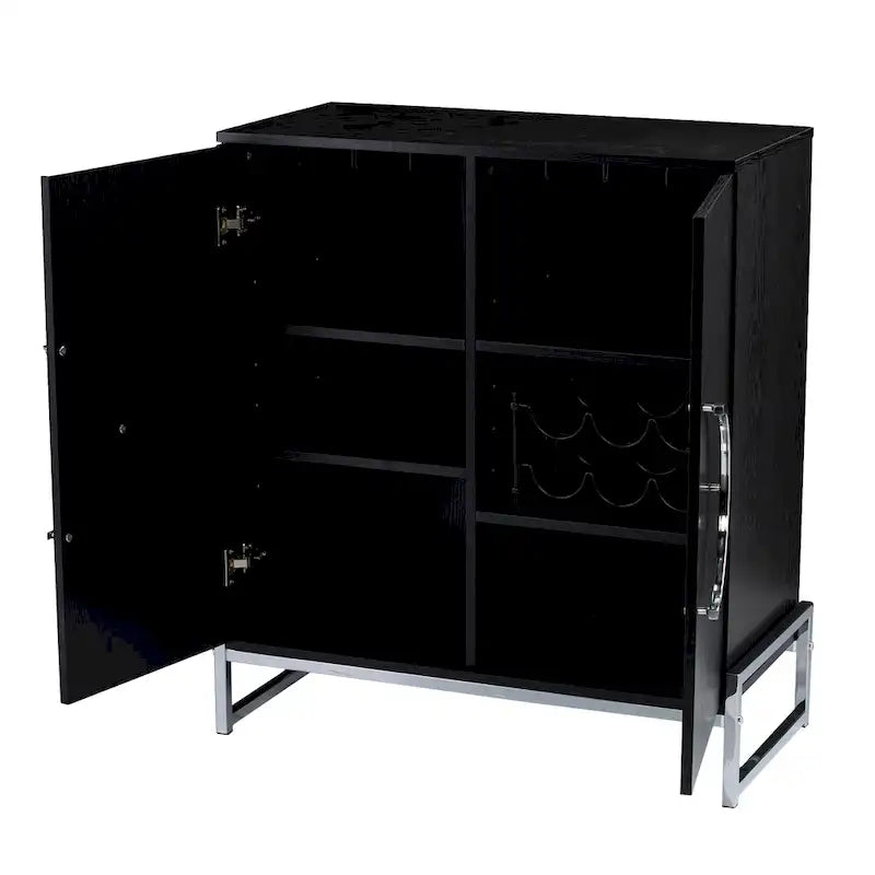 Double-Door Bar Cabinet with Chrome Accents