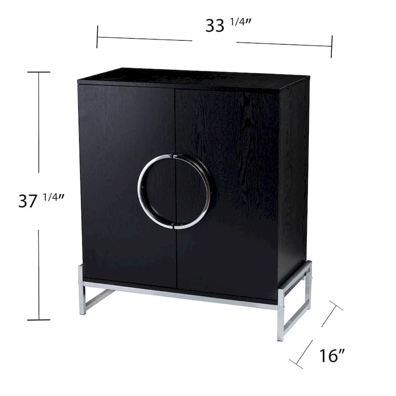 Double-Door Bar Cabinet with Chrome Accents