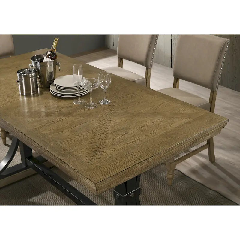 Nailhead Driftwood Finish Counter Height Dining Table, Seats 6