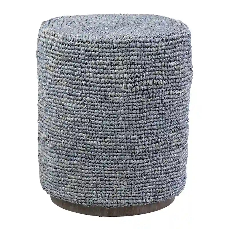 Handwoven Natural Raffia Ottoman Accent Table