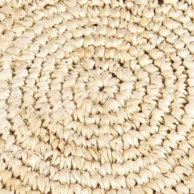 Handwoven Natural Raffia Ottoman Accent Table