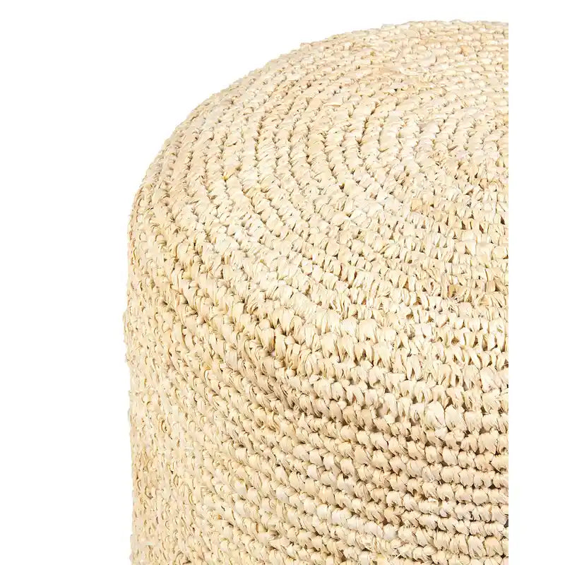 Handwoven Natural Raffia Ottoman Accent Table