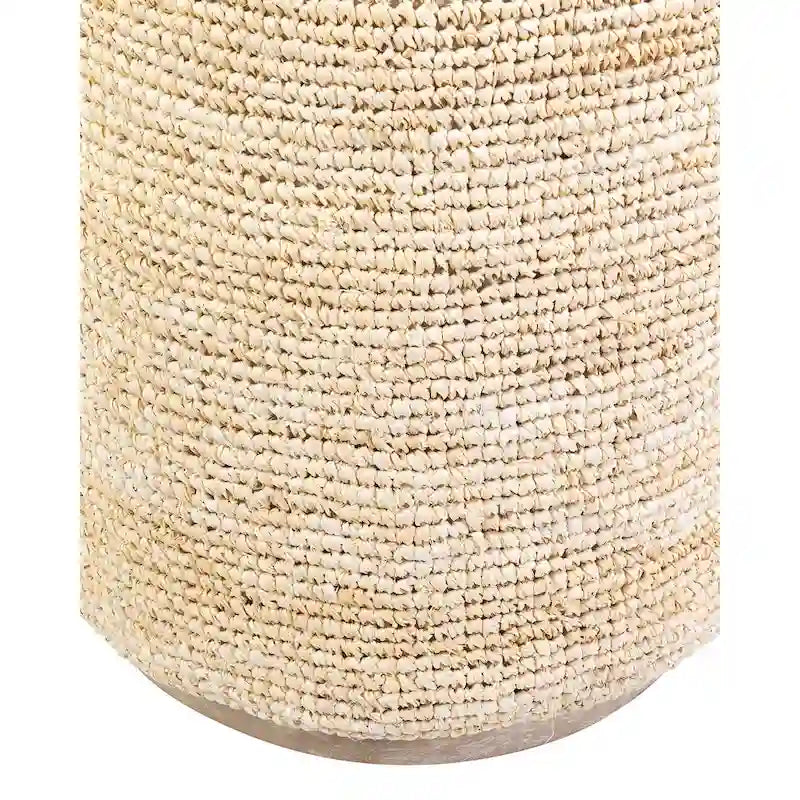 Handwoven Natural Raffia Ottoman Accent Table