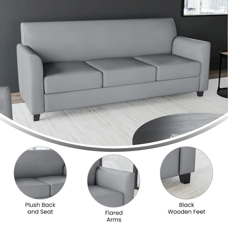 Canapé en cuir et polyuréthane avec cadre surpiqué aux lignes épurées - 70"L x 29"P x 32,25"H
