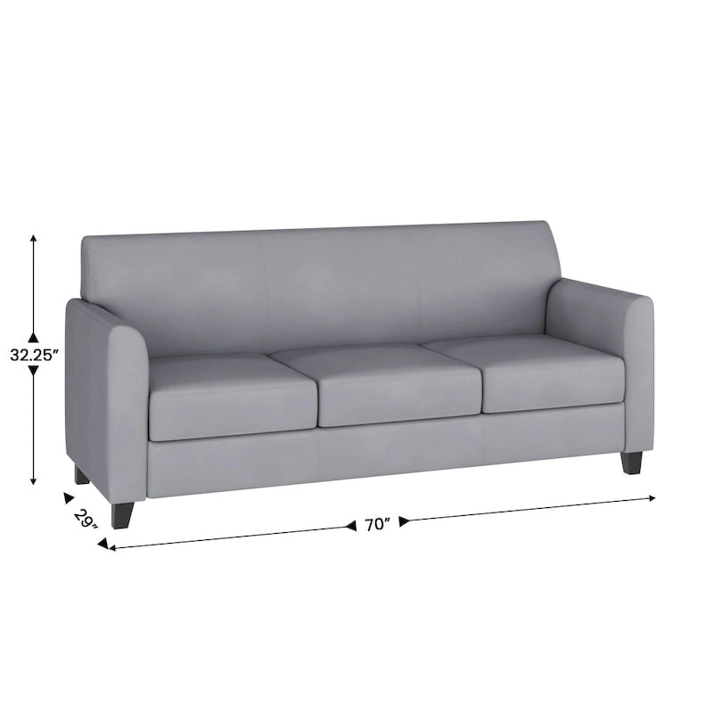 Canapé en cuir et polyuréthane avec cadre surpiqué aux lignes épurées - 70"L x 29"P x 32,25"H