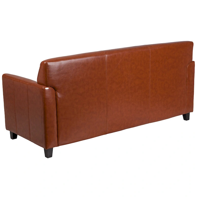 Canapé en cuir et polyuréthane avec cadre surpiqué aux lignes épurées - 70"L x 29"P x 32,25"H