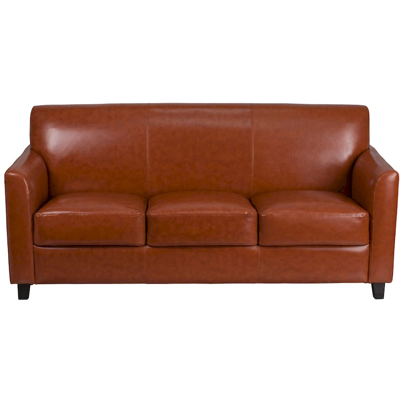 Canapé en cuir et polyuréthane avec cadre surpiqué aux lignes épurées - 70"L x 29"P x 32,25"H