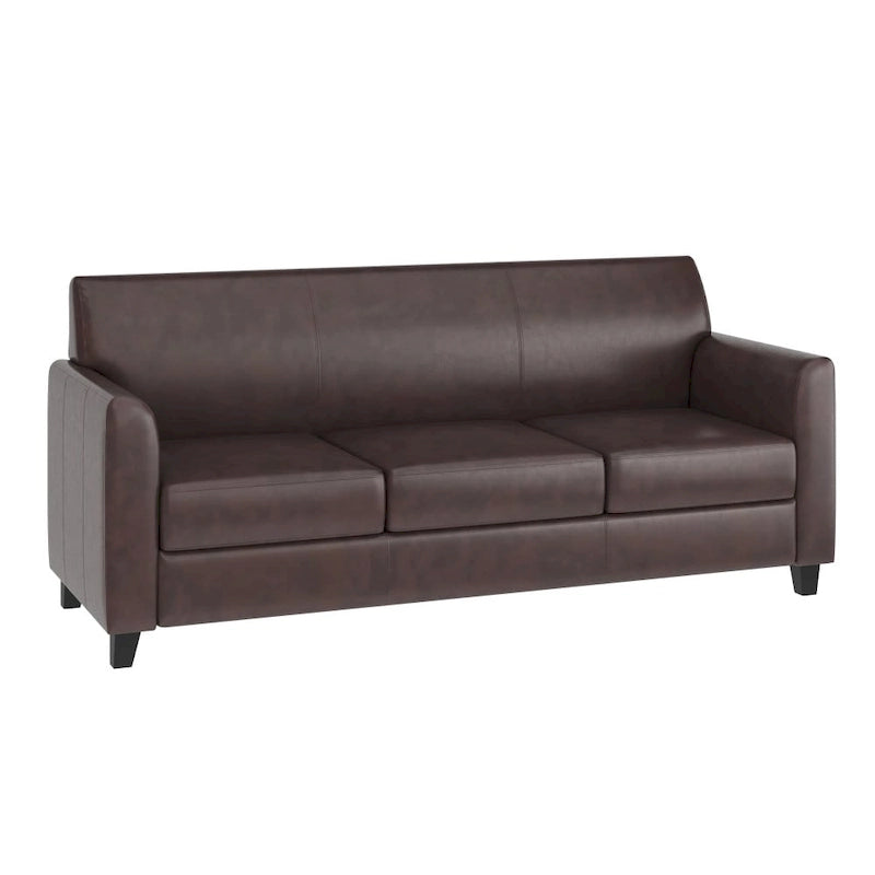 Canapé en cuir et polyuréthane avec cadre surpiqué aux lignes épurées - 70"L x 29"P x 32,25"H