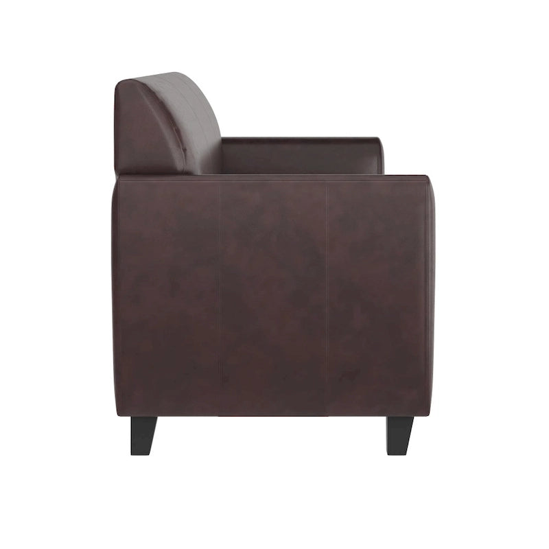Canapé en cuir et polyuréthane avec cadre surpiqué aux lignes épurées - 70"L x 29"P x 32,25"H