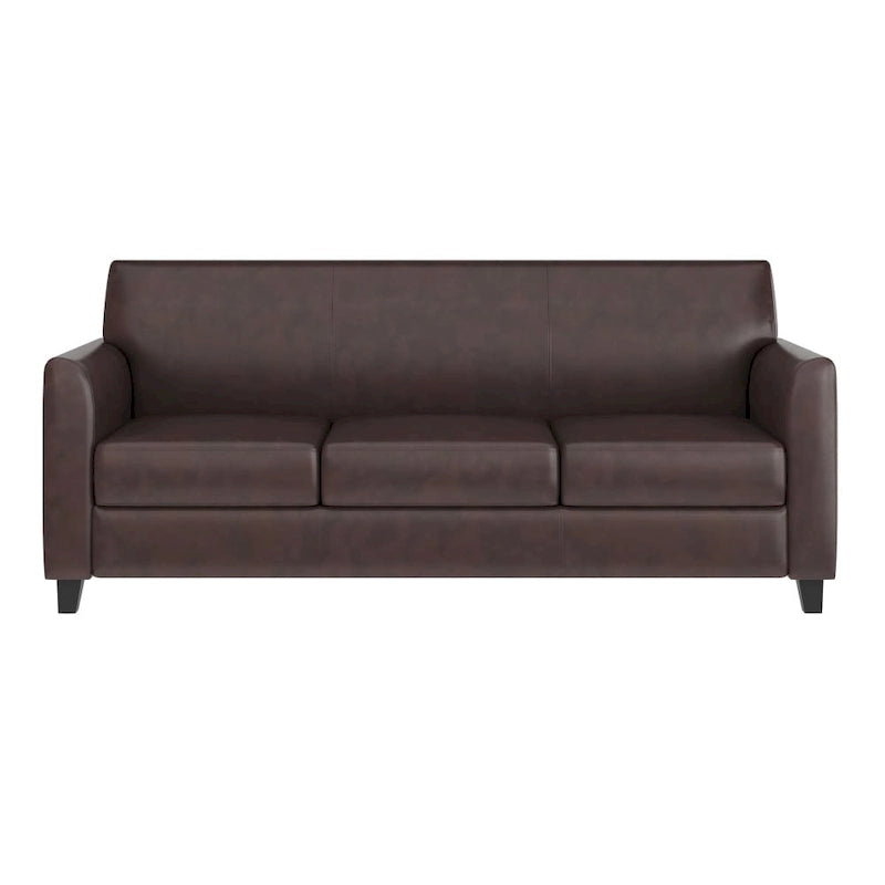 Canapé en cuir et polyuréthane avec cadre surpiqué aux lignes épurées - 70"L x 29"P x 32,25"H