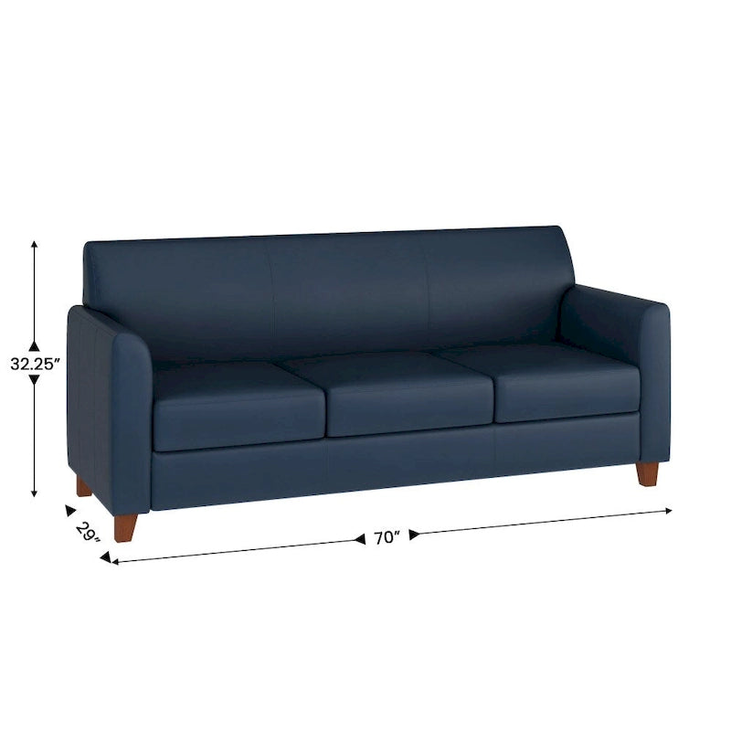 Canapé en cuir et polyuréthane avec cadre surpiqué aux lignes épurées - 70"L x 29"P x 32,25"H