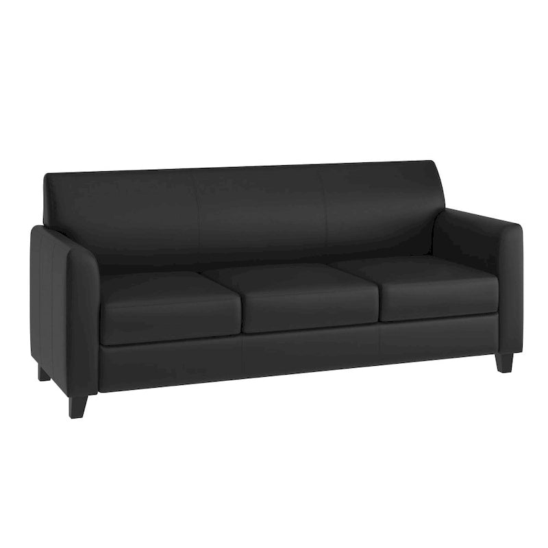 Canapé en cuir et polyuréthane avec cadre surpiqué aux lignes épurées - 70"L x 29"P x 32,25"H