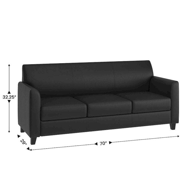 Canapé en cuir et polyuréthane avec cadre surpiqué aux lignes épurées - 70"L x 29"P x 32,25"H