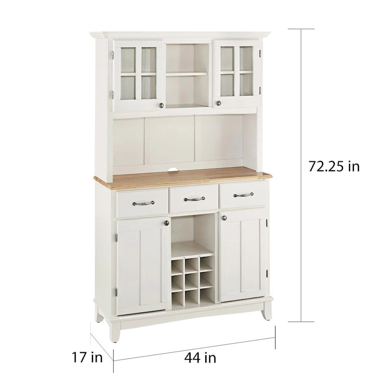 Off-White Server with Hutch & Wood Top