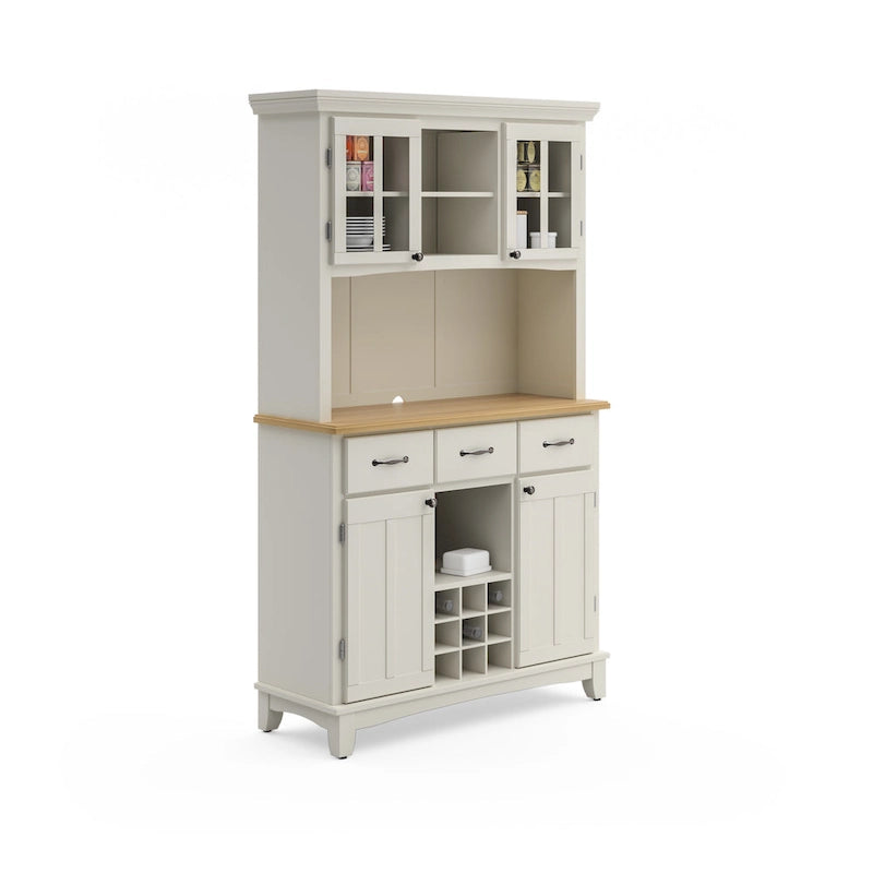 Serveur blanc cassé avec huche et plateau en bois