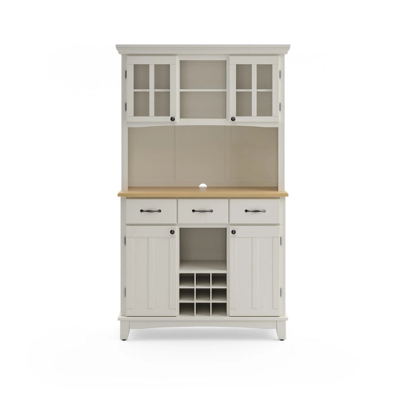 Serveur blanc cassé avec huche et plateau en bois