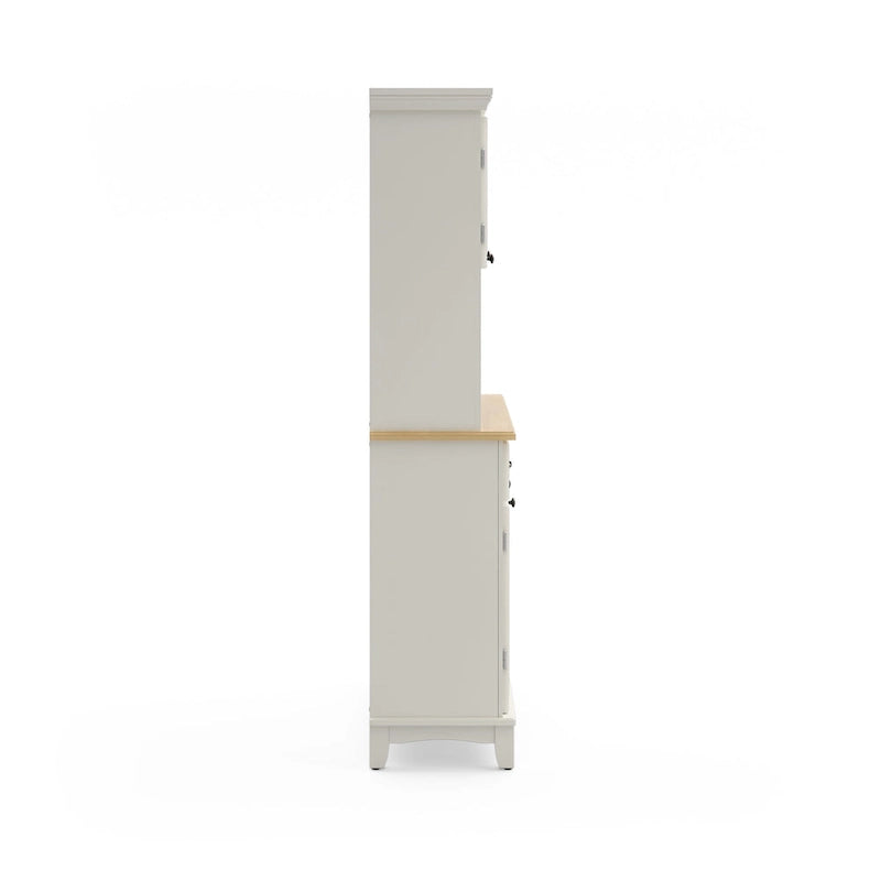 Serveur blanc cassé avec huche et plateau en bois