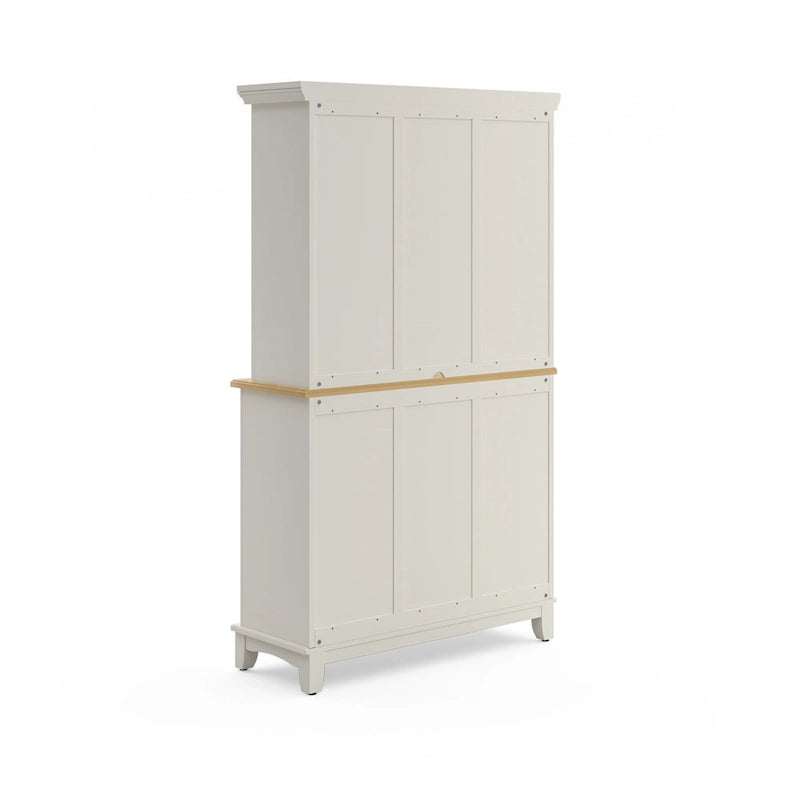 Serveur blanc cassé avec huche et plateau en bois