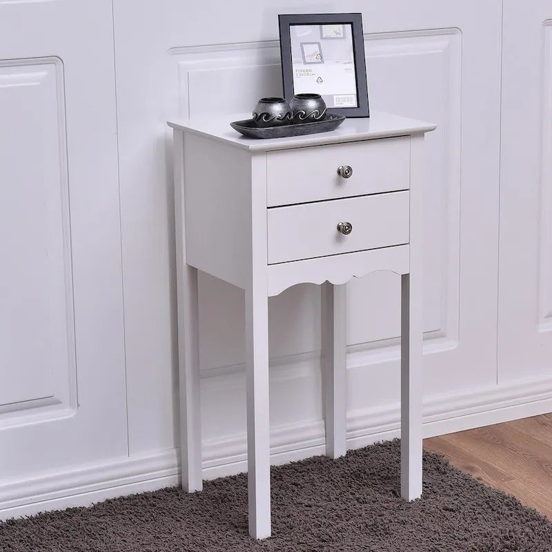 Table d'appoint avec 2 tiroirs - Blanc - 16.0 x 13.0 x 30.0 (L x l x H)