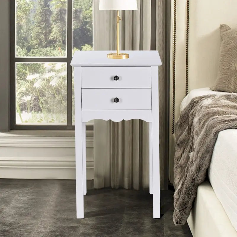 Table d'appoint avec 2 tiroirs - Blanc - 16.0 x 13.0 x 30.0 (L x l x H)