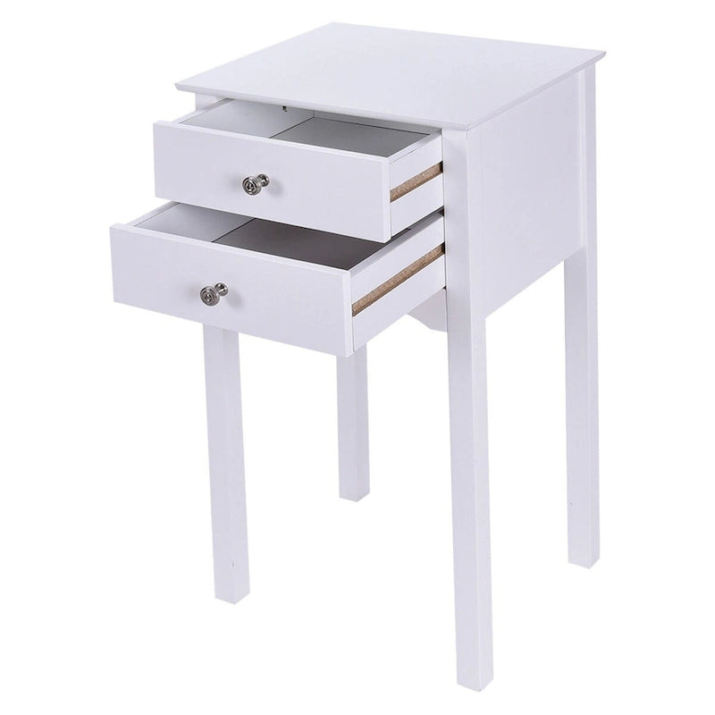 Table d'appoint avec 2 tiroirs - Blanc - 16.0 x 13.0 x 30.0 (L x l x H)
