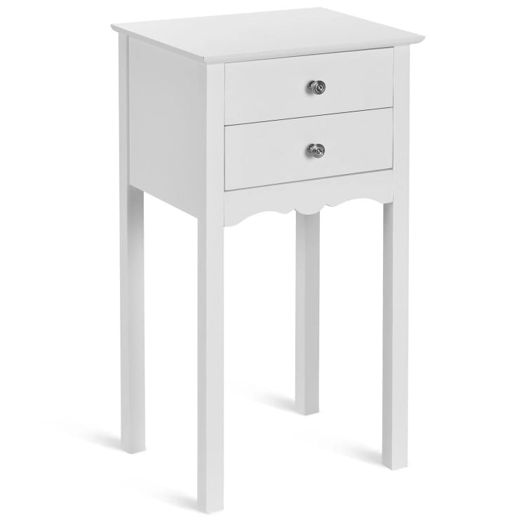 Table d'appoint avec 2 tiroirs - Blanc - 16.0 x 13.0 x 30.0 (L x l x H)
