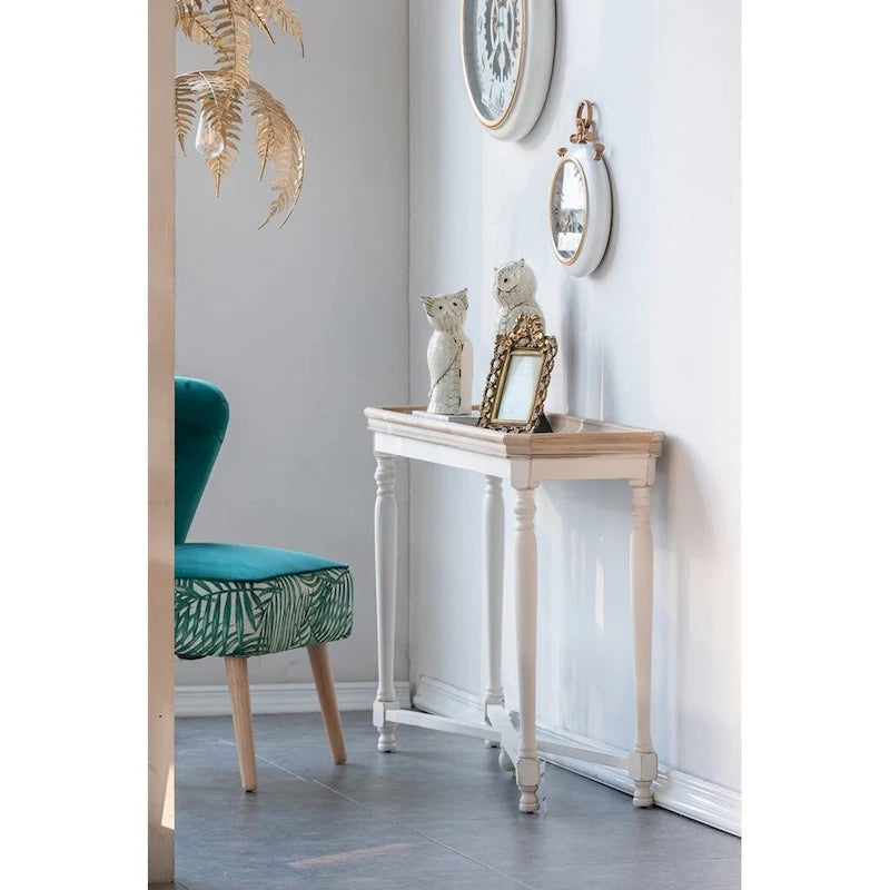 42 Brown White Casual Style Distressed Finished Rectangular End Table