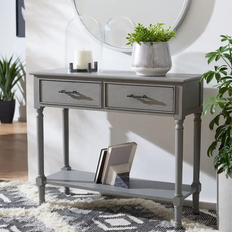 2-Drawer Console Table, Traditional Contemporary - 35.5"W x 13"D x 29.5"H