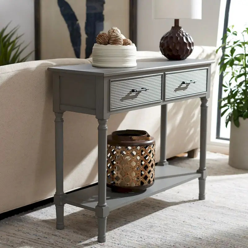 2-Drawer Console Table, Traditional Contemporary - 35.5"W x 13"D x 29.5"H