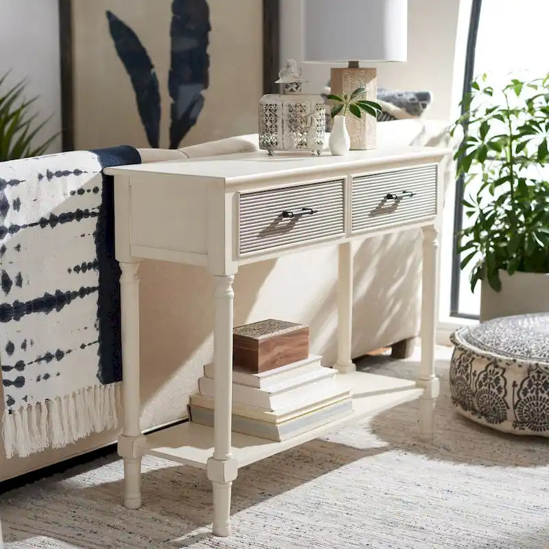 2-Drawer Console Table, Traditional Contemporary - 35.5"W x 13"D x 29.5"H