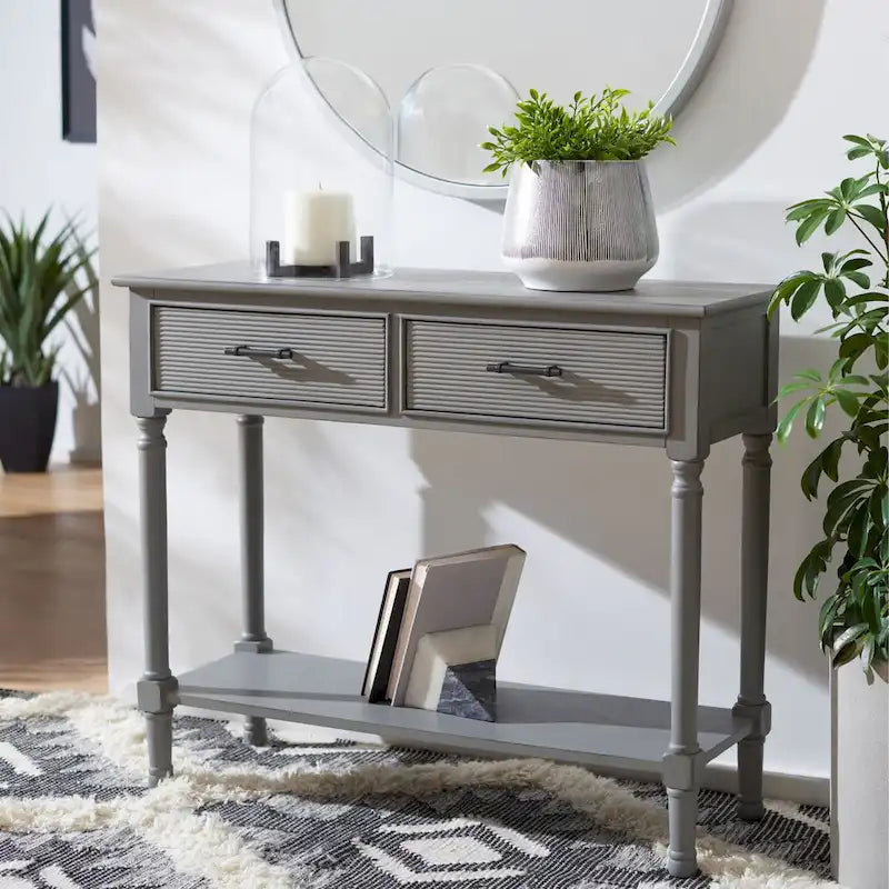 2-Drawer Console Table, Traditional Contemporary - 35.5"W x 13"D x 29.5"H