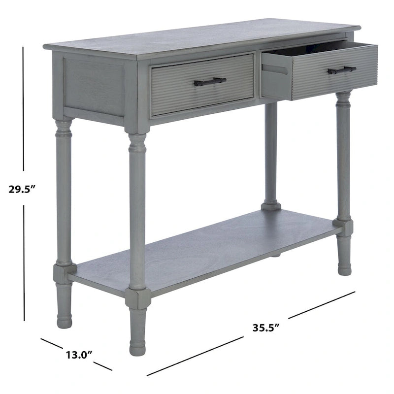 2-Drawer Console Table, Traditional Contemporary - 35.5"W x 13"D x 29.5"H