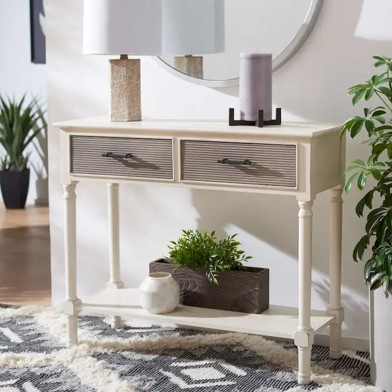 2-Drawer Console Table, Traditional Contemporary - 35.5"W x 13"D x 29.5"H