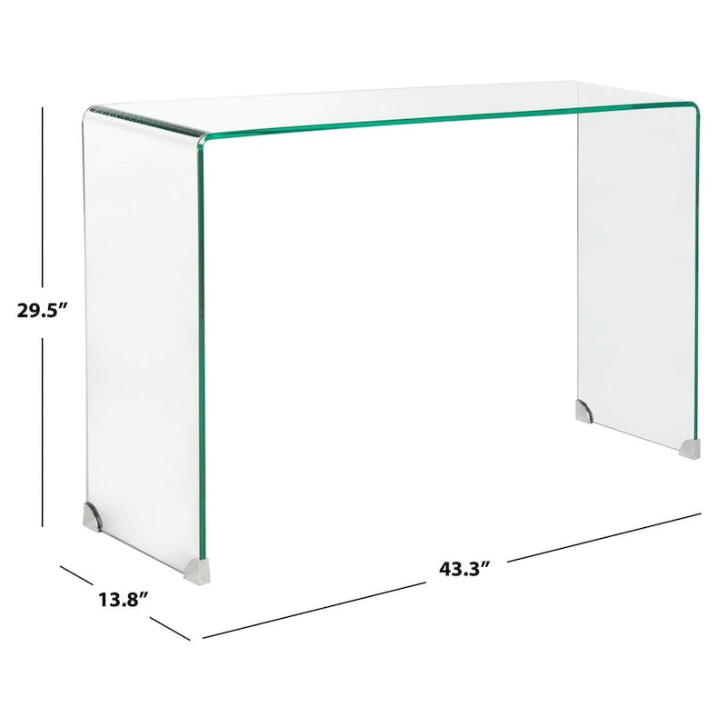 Clear Tempered Glass Console Table - 43.3"W x 13.8"D x 29.5"H