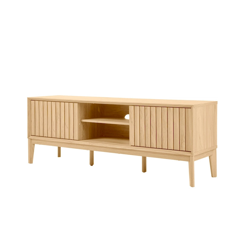 Farmhouse 58" Sliding Door TV Stand, Fits TVs up to 65" with Cable Management