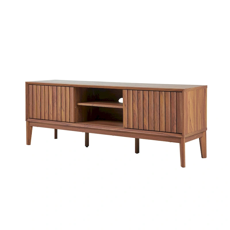 Farmhouse 58" Sliding Door TV Stand, Fits TVs up to 65" with Cable Management