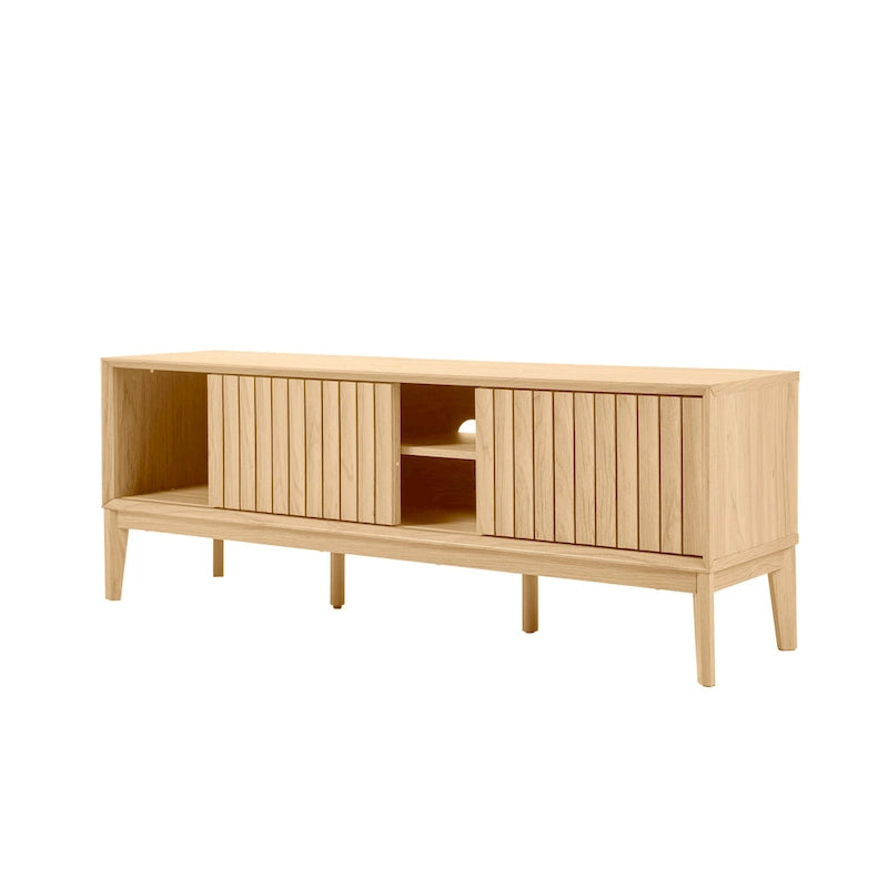 Farmhouse 58" Sliding Door TV Stand, Fits TVs up to 65" with Cable Management