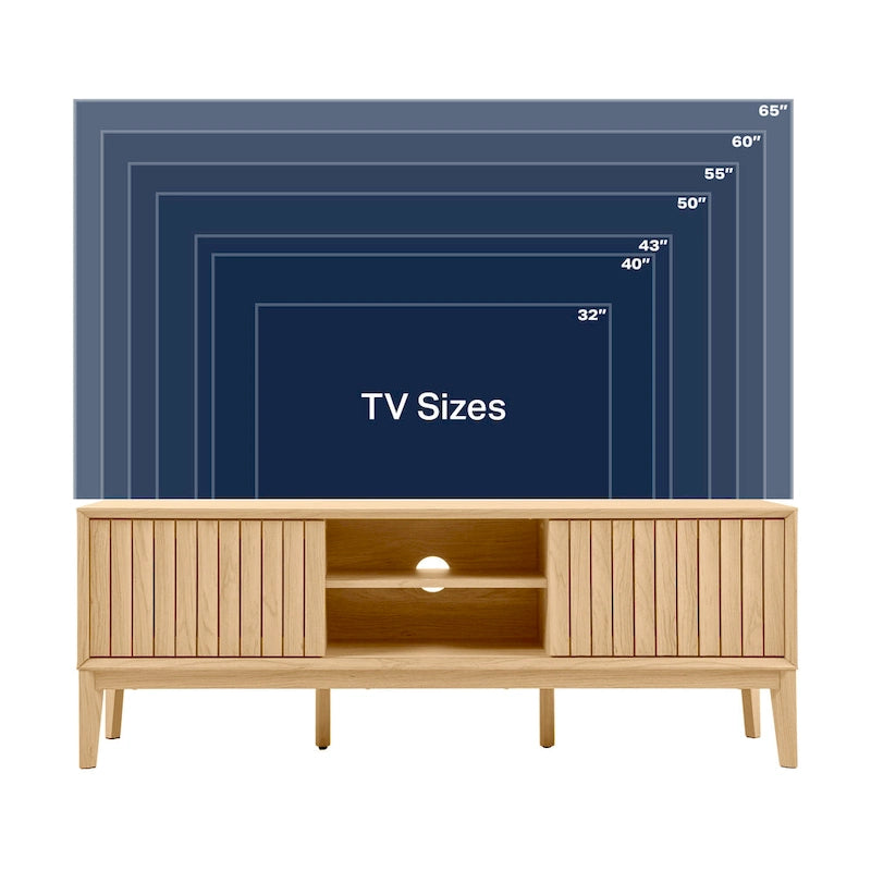 Farmhouse 58" Sliding Door TV Stand, Fits TVs up to 65" with Cable Management