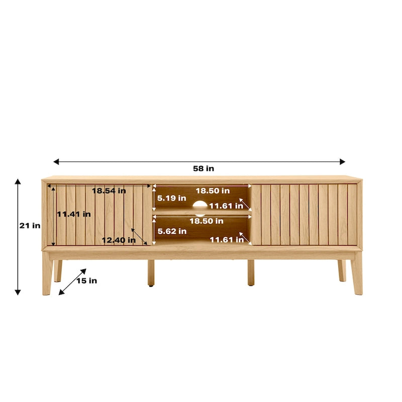Farmhouse 58" Sliding Door TV Stand, Fits TVs up to 65" with Cable Management