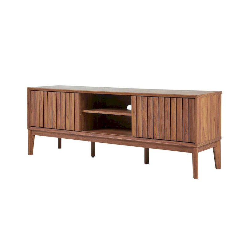 Farmhouse 58" Sliding Door TV Stand, Fits TVs up to 65" with Cable Management