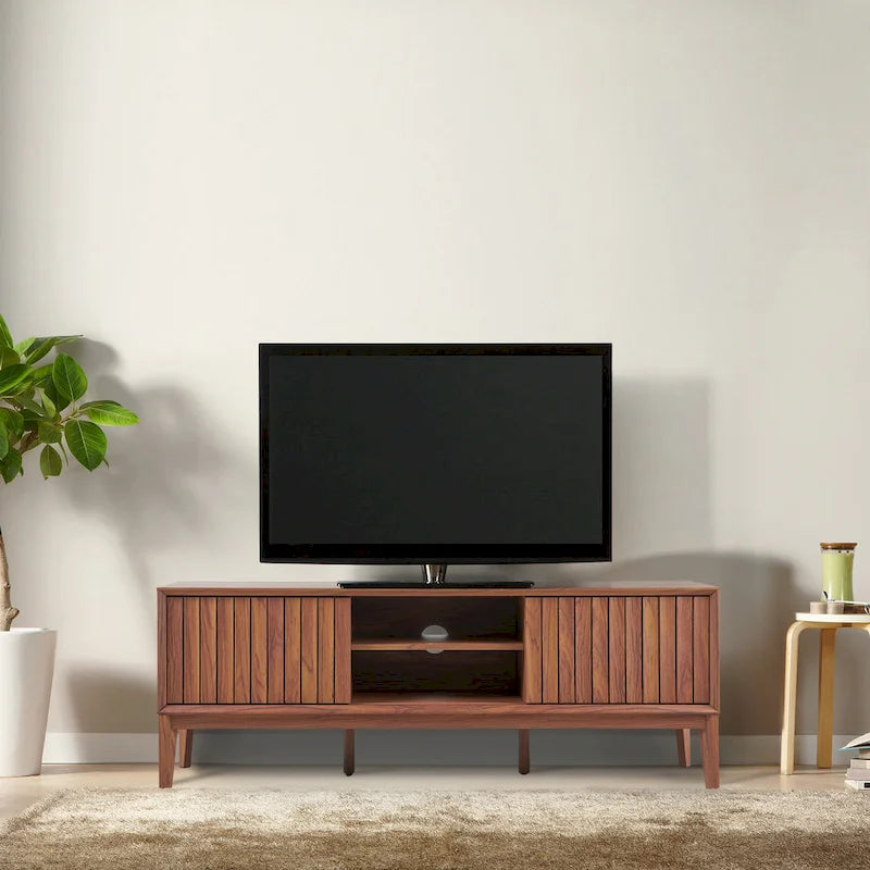 Farmhouse 58" Sliding Door TV Stand, Fits TVs up to 65" with Cable Management