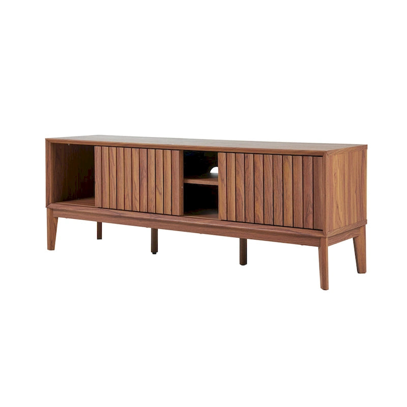 Farmhouse 58" Sliding Door TV Stand, Fits TVs up to 65" with Cable Management