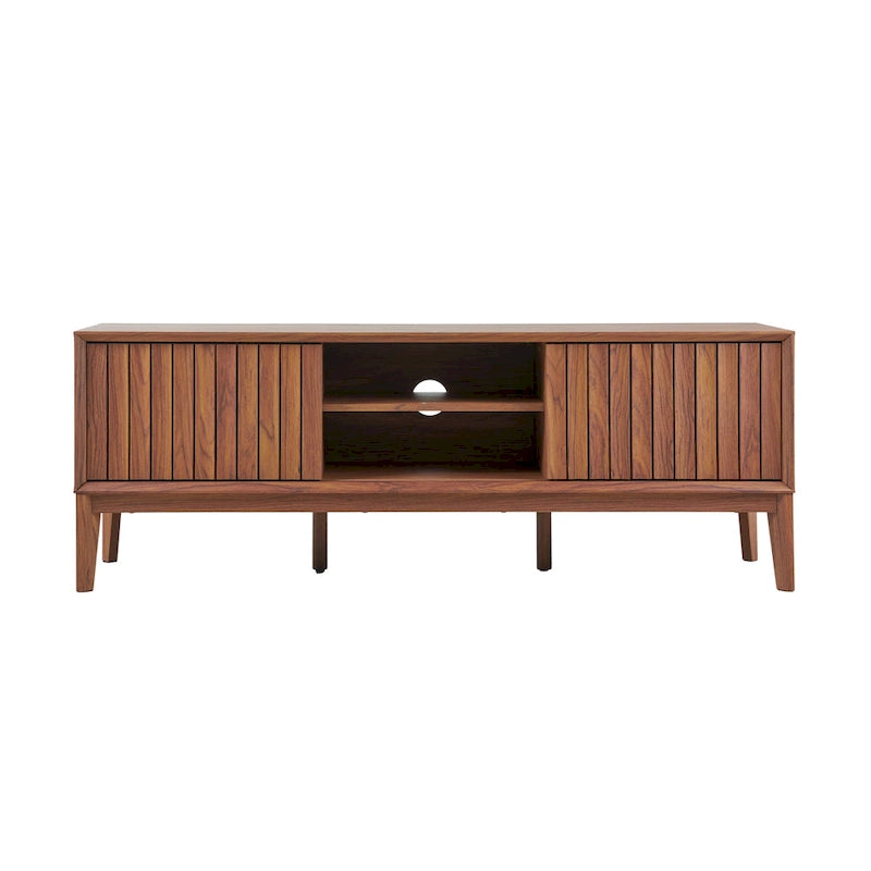 Farmhouse 58" Sliding Door TV Stand, Fits TVs up to 65" with Cable Management